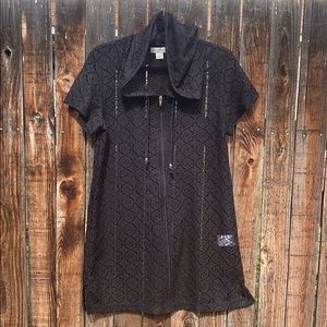 Jaclyn Smith zip up swim suit coverup